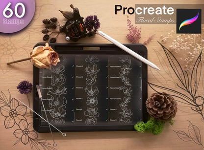 60 Procreate Floral Stamps SUPER SET