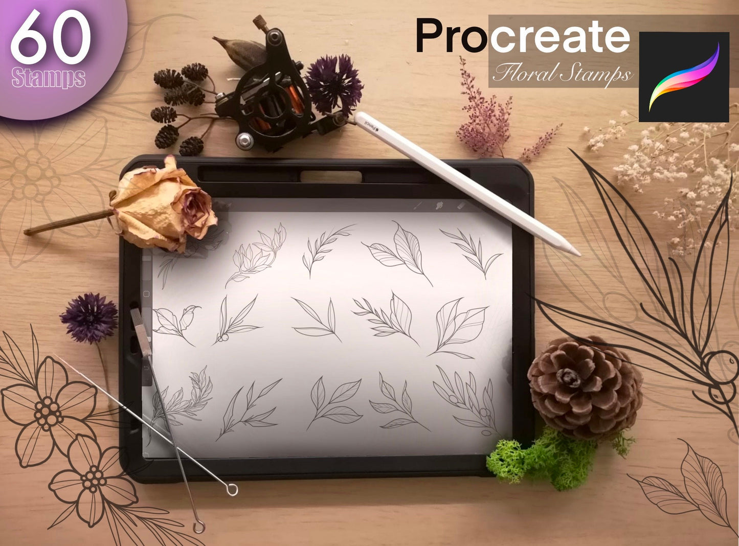 60 Procreate Floral Stamps SUPER SET