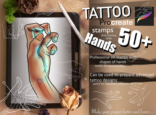 50+ Hands Stamps (30+ kind of hands) Included shading lines SUPER SET