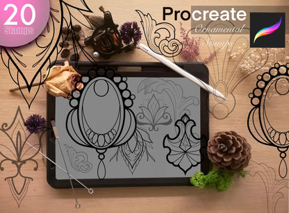 20 Procreate Ornamental decorative Stamps SUPER SET