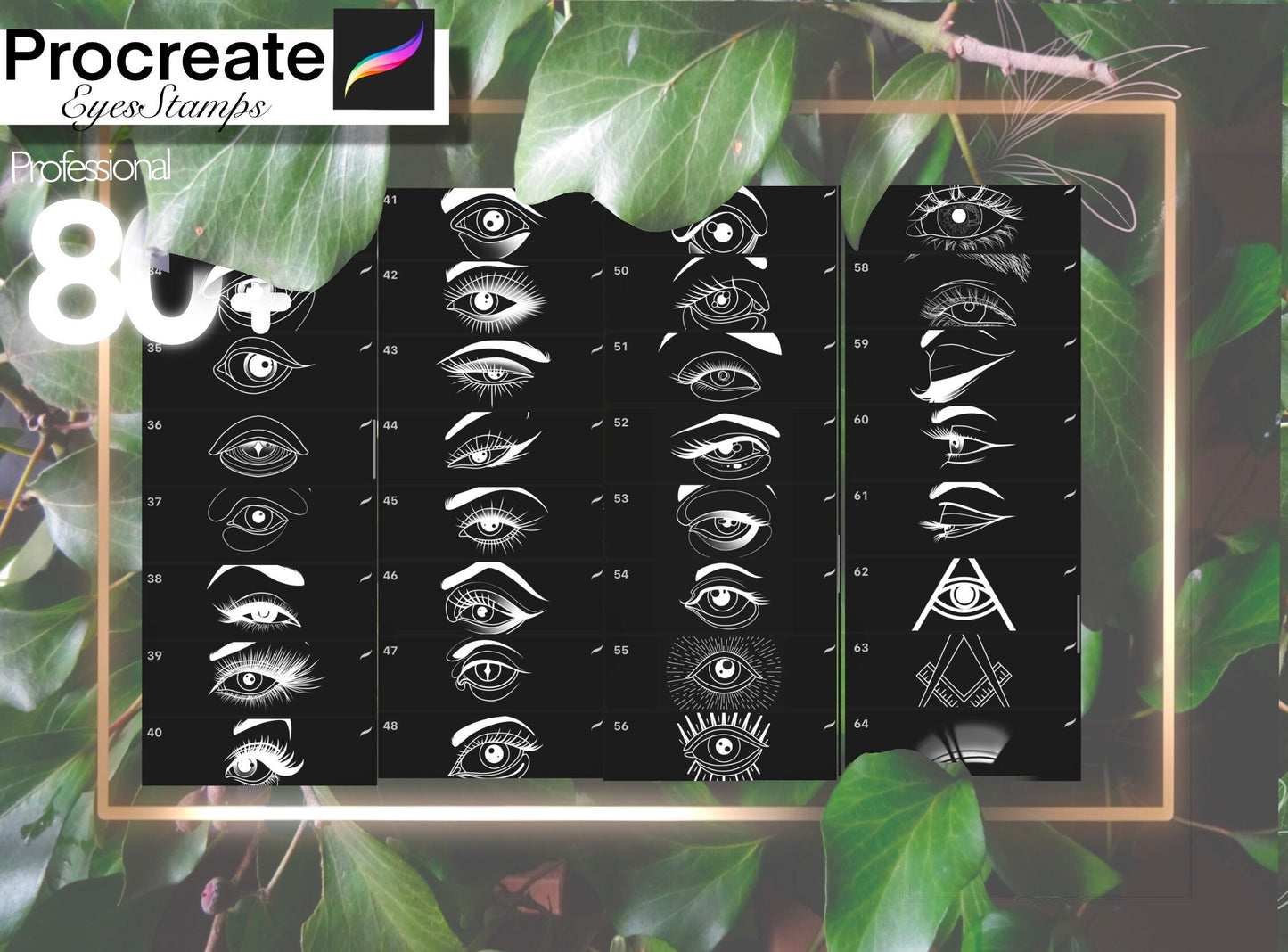 80+ Eyes for Procreate TURBO Set !! Must have for tattooers ( A lot high res Anime Eye, realistic, neotraditional, Iris, light blicks..)