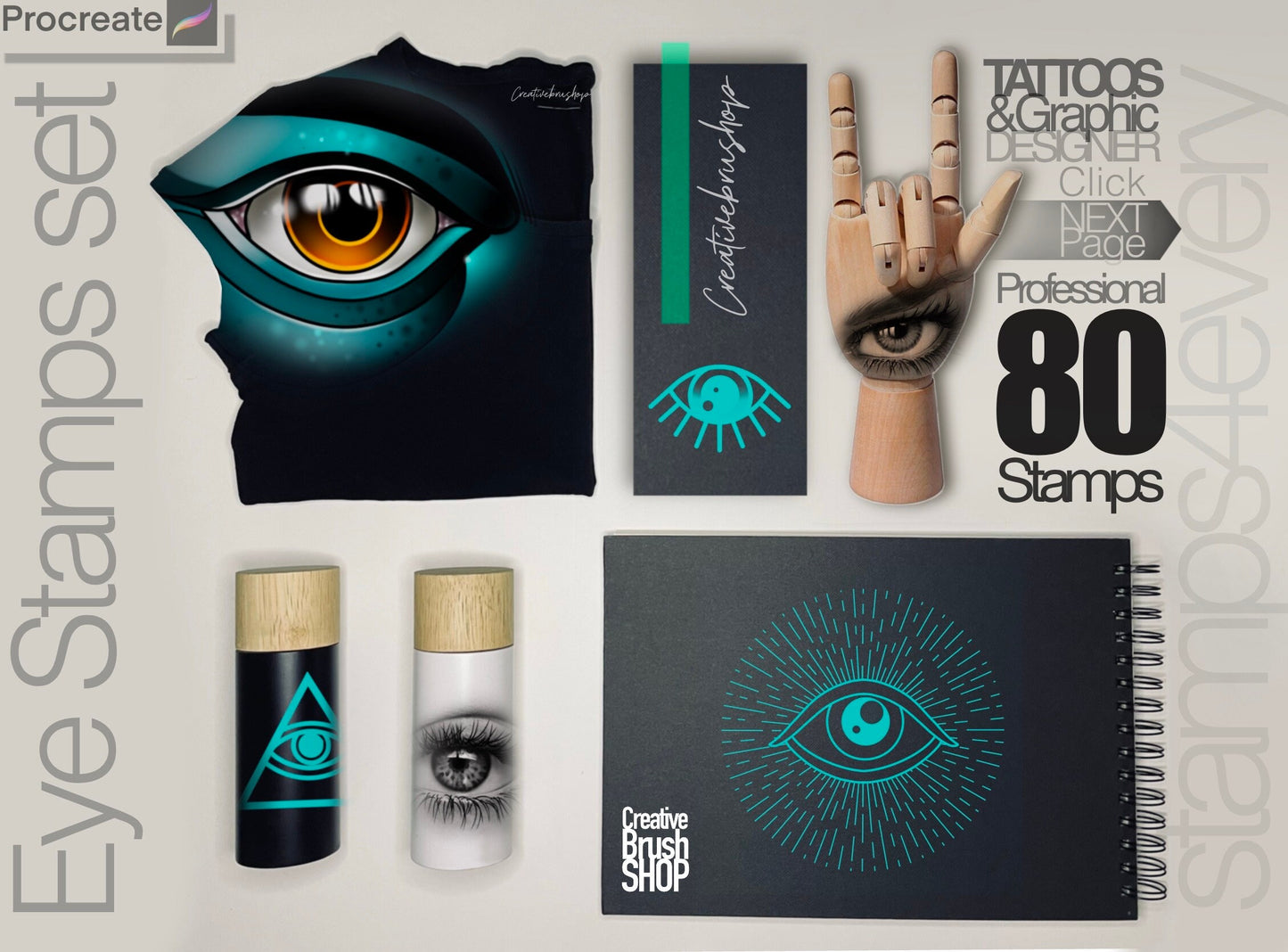 80+ Eyes for Procreate TURBO Set !! Must have for tattooers ( A lot high res Anime Eye, realistic, neotraditional, Iris, light blicks..)