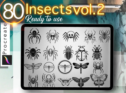 Unique 80 Insects Stamps for PROCREATE! Tattoo and design !! ready to print stencil