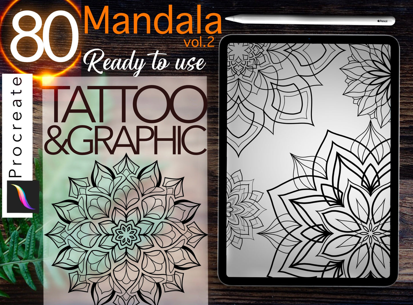 BEST 80 Stamps of Harmonious Mandalas for Tattoo Designs and KDP Amazon coloringbook! PROCREATE Version