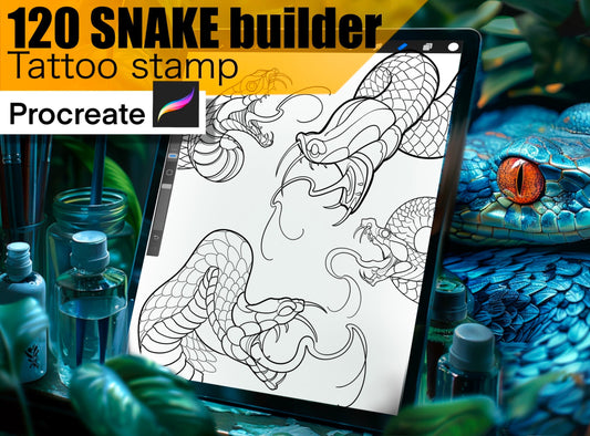 120 Neotraditional Snake builder for procreate !! Must have for tattooers ( You can make full composition)FOR PROCREATE APP.