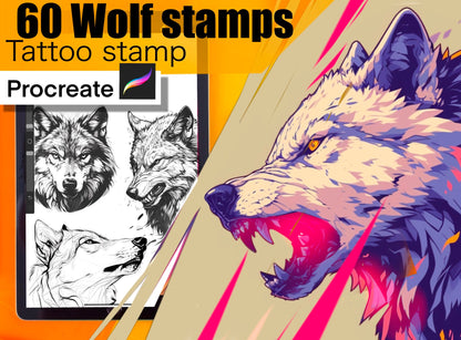 60 Best Wolf Stamps for procreate !! Must have for tattooers easy to stencil