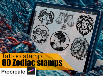 80 Zodiac Stamps for procreate !! Must have for tattooers easy to stencil