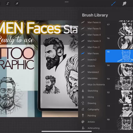 80+ Men Faces for procreate !! Must have for tattooers ( You can make full composition)FOR PROCREATE APP.